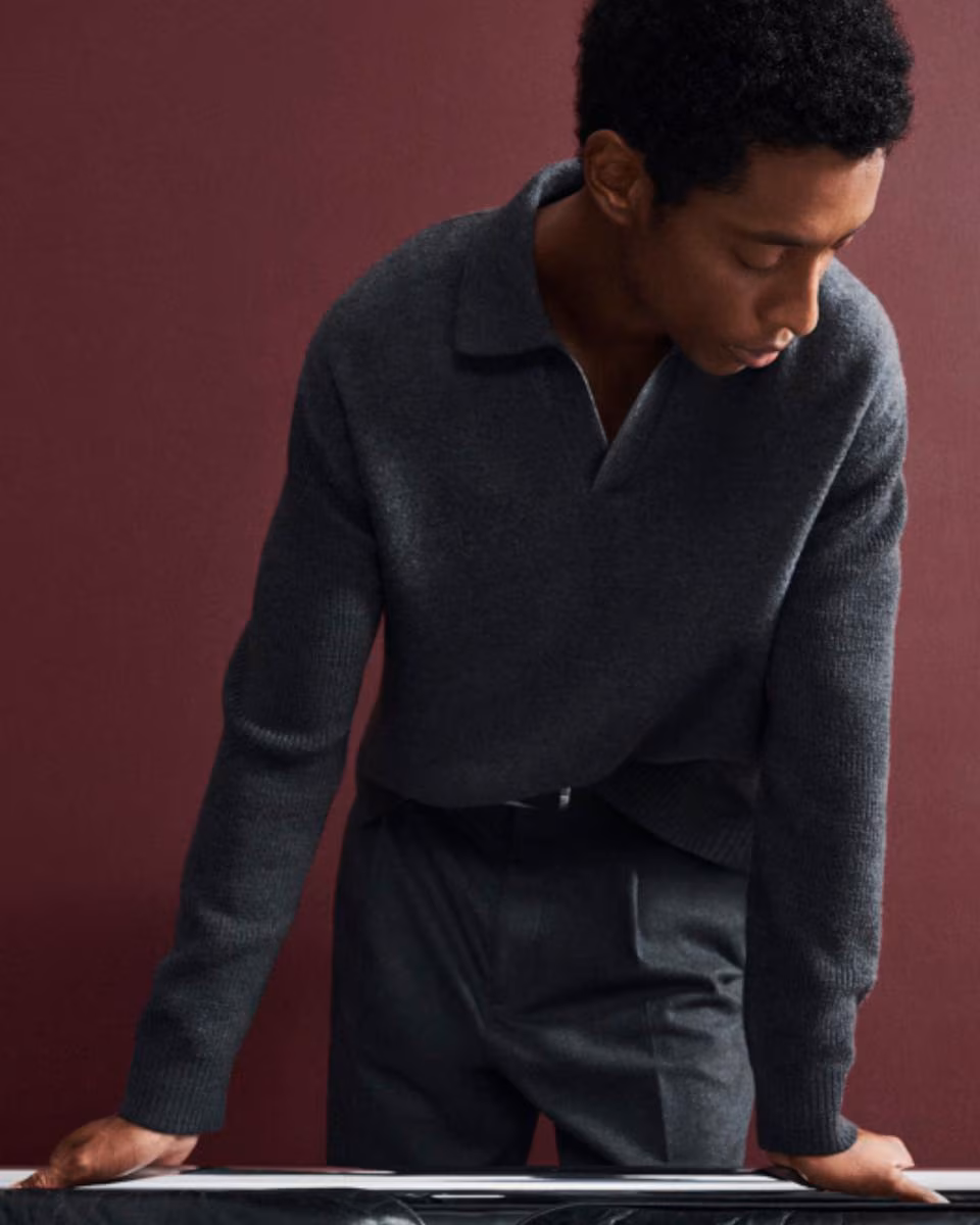 Polo Sweater in Boiled Wool