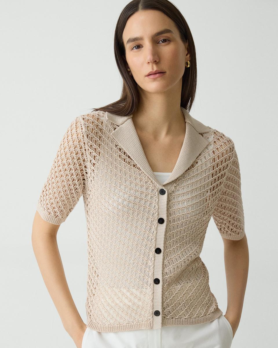 Short-Sleeve Camp Shirt in Sheen Cotton