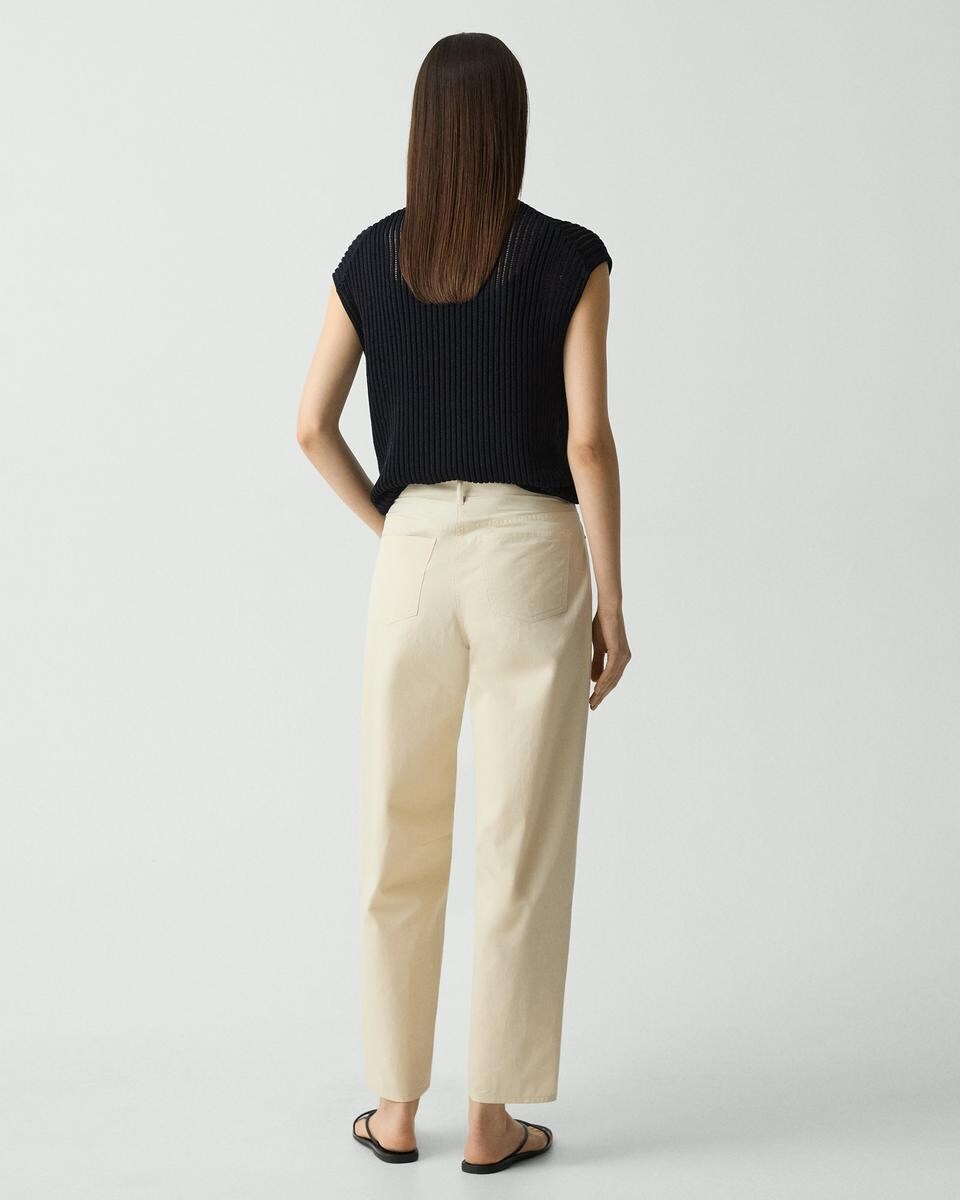 Cropped Barrel Pant in Cotton Twill