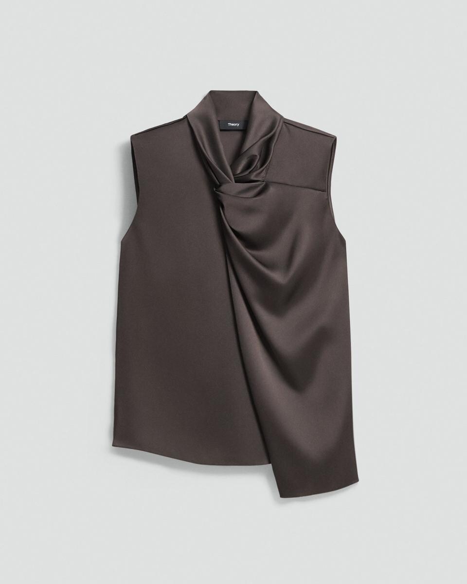 Twisted Split Blouse in Satin