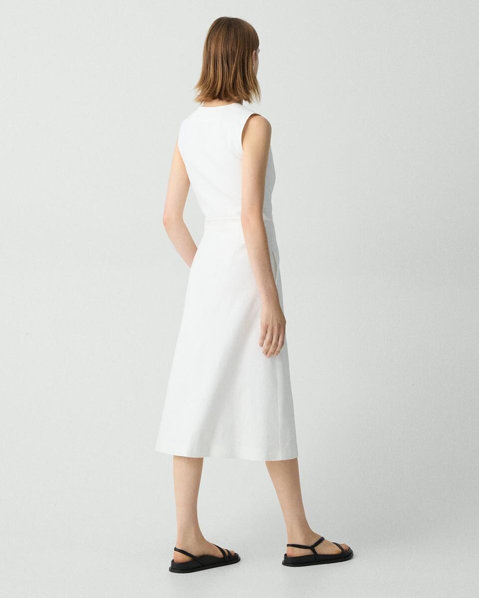 Sleeveless A-Line Wrap Dress in Good Linen