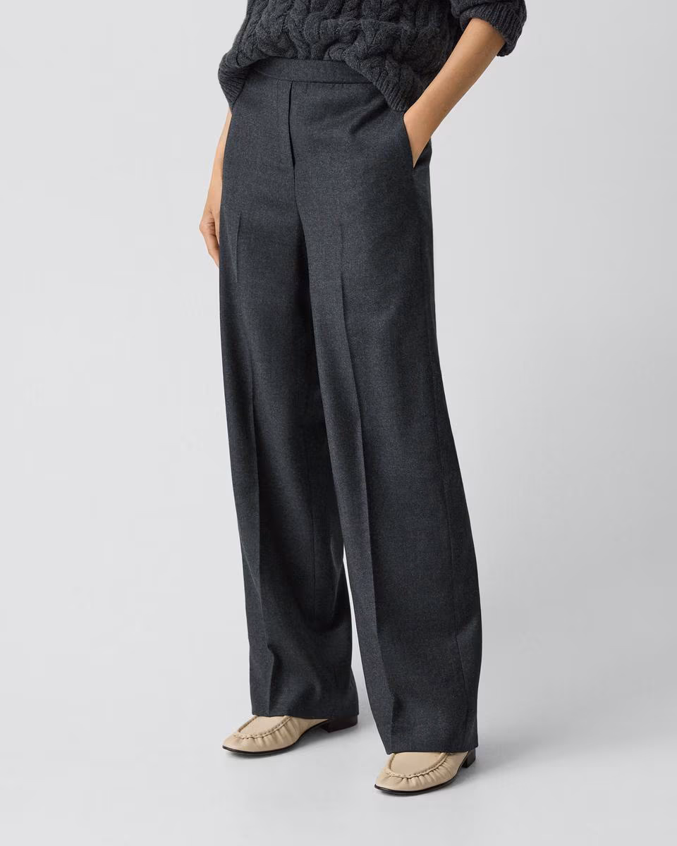 Wide-Leg Pull-On Pant in Sleek Flannel