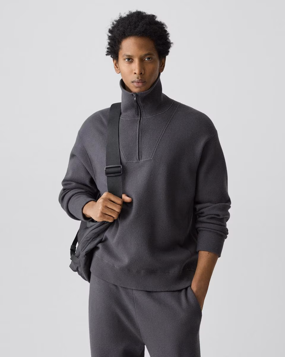 Relaxed Quarter-Zip Sweatshirt in Wool Bilen
