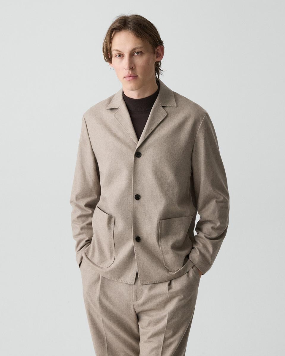 Three-Button Blazer in Cashmere-Blend Flannel