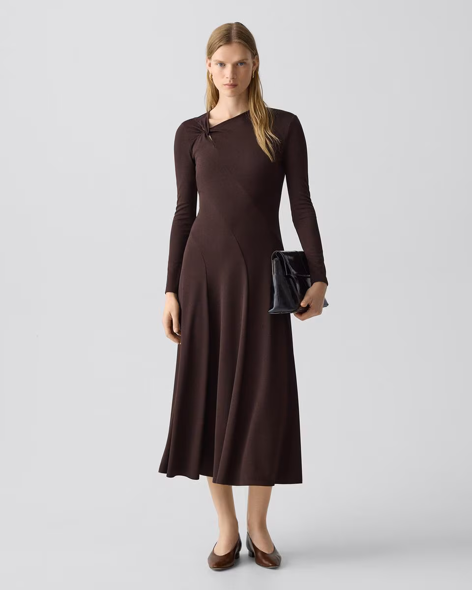 Twist Neck Dress in Crepe Jersey