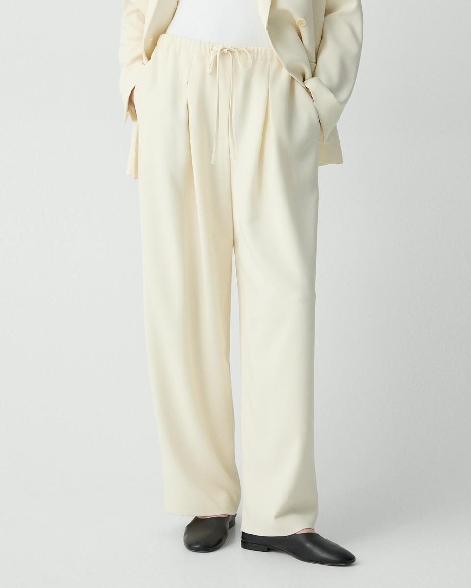 Pleated Pull-On Pant, 30'' in Admiral Crepe