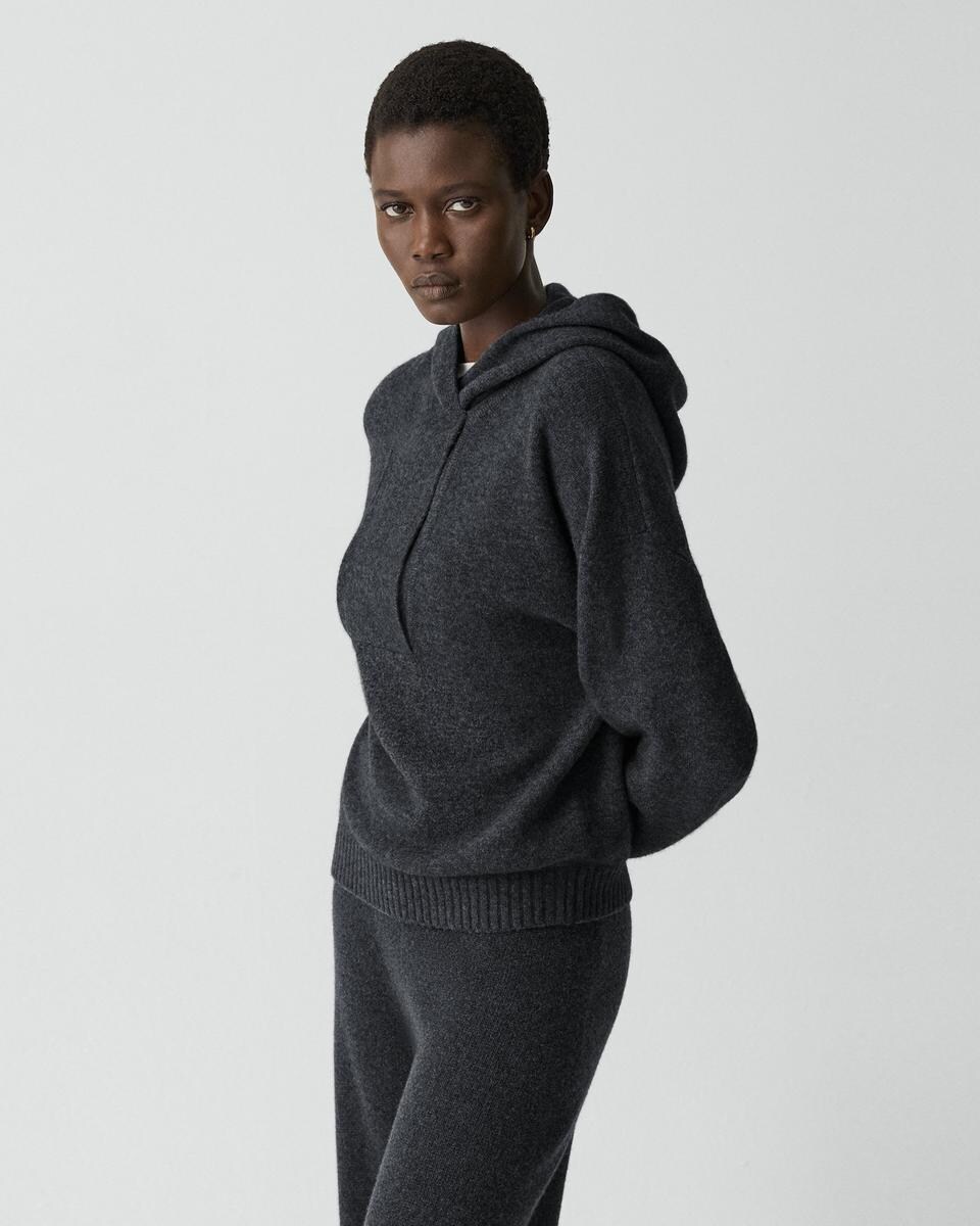 Oversized Hoodie in Felted Wool-Cashmere