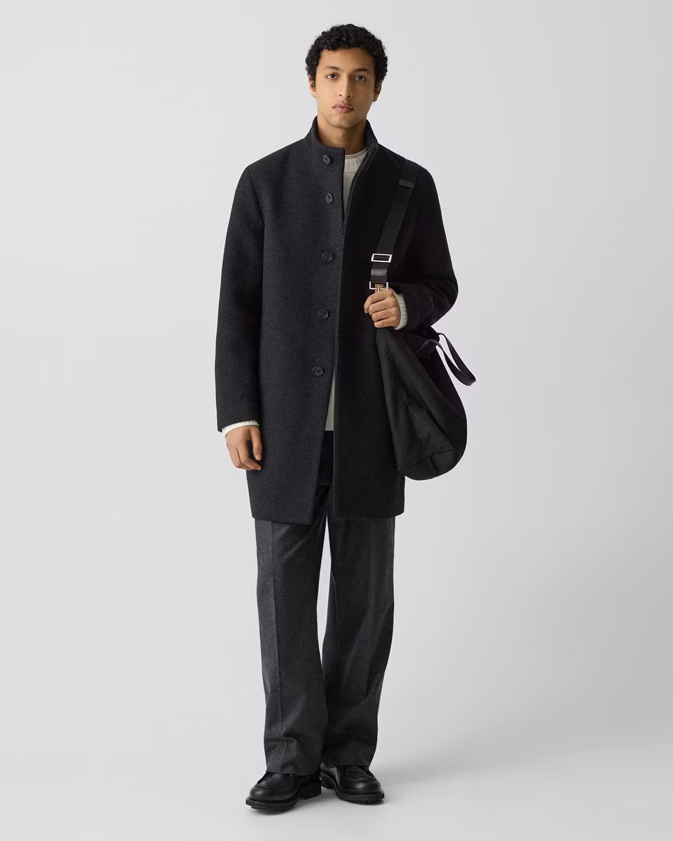 Belvin Coat in Textured Wool-Blend Melton