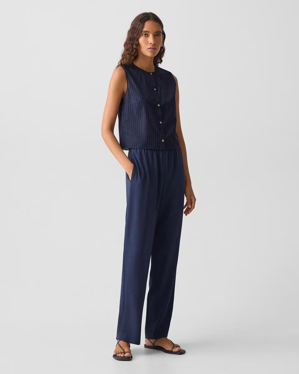 Relaxed Pull-On Pant in Satin Crepe