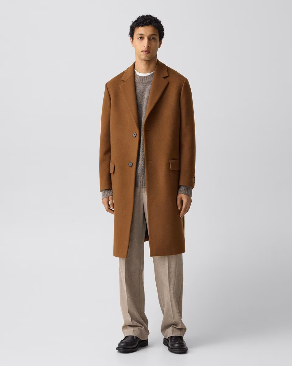 Two-Button Coat in Plush Melton