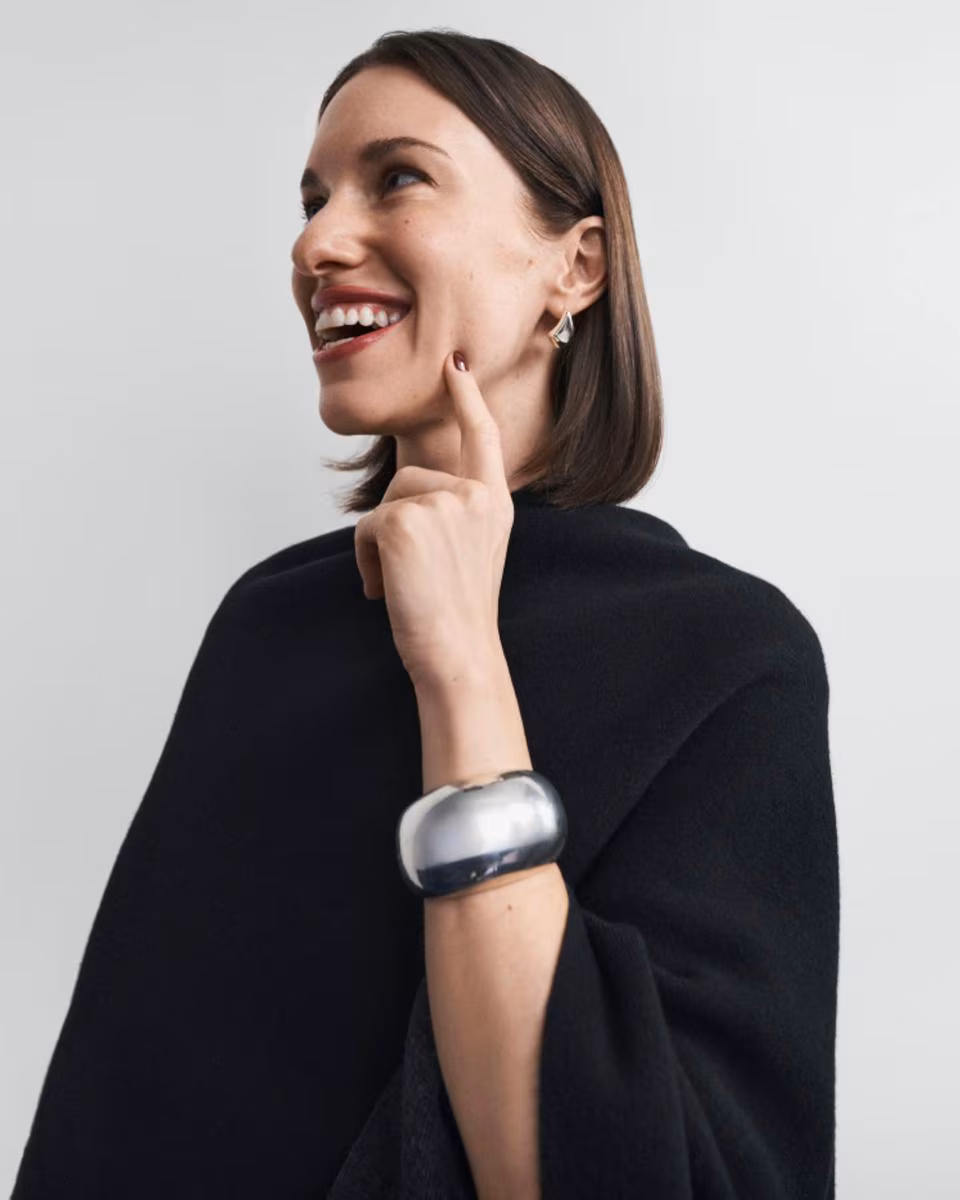 Reversible Draped Poncho in Felted Wool-Cashmere