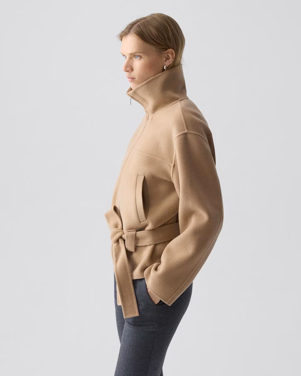 Cropped Anorak Jacket in Textured Wool-Cashmere