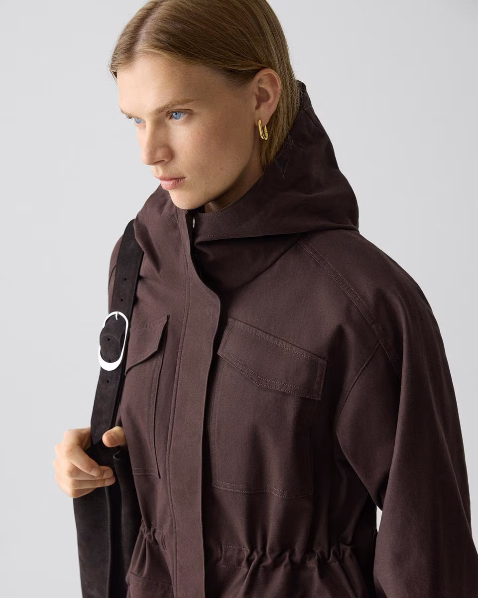 Cinched Windbreaker Jacket in Brushed Chino