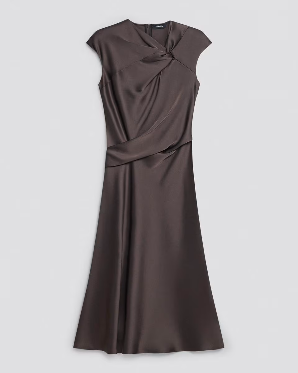 Twist Bodice Dress in Satin