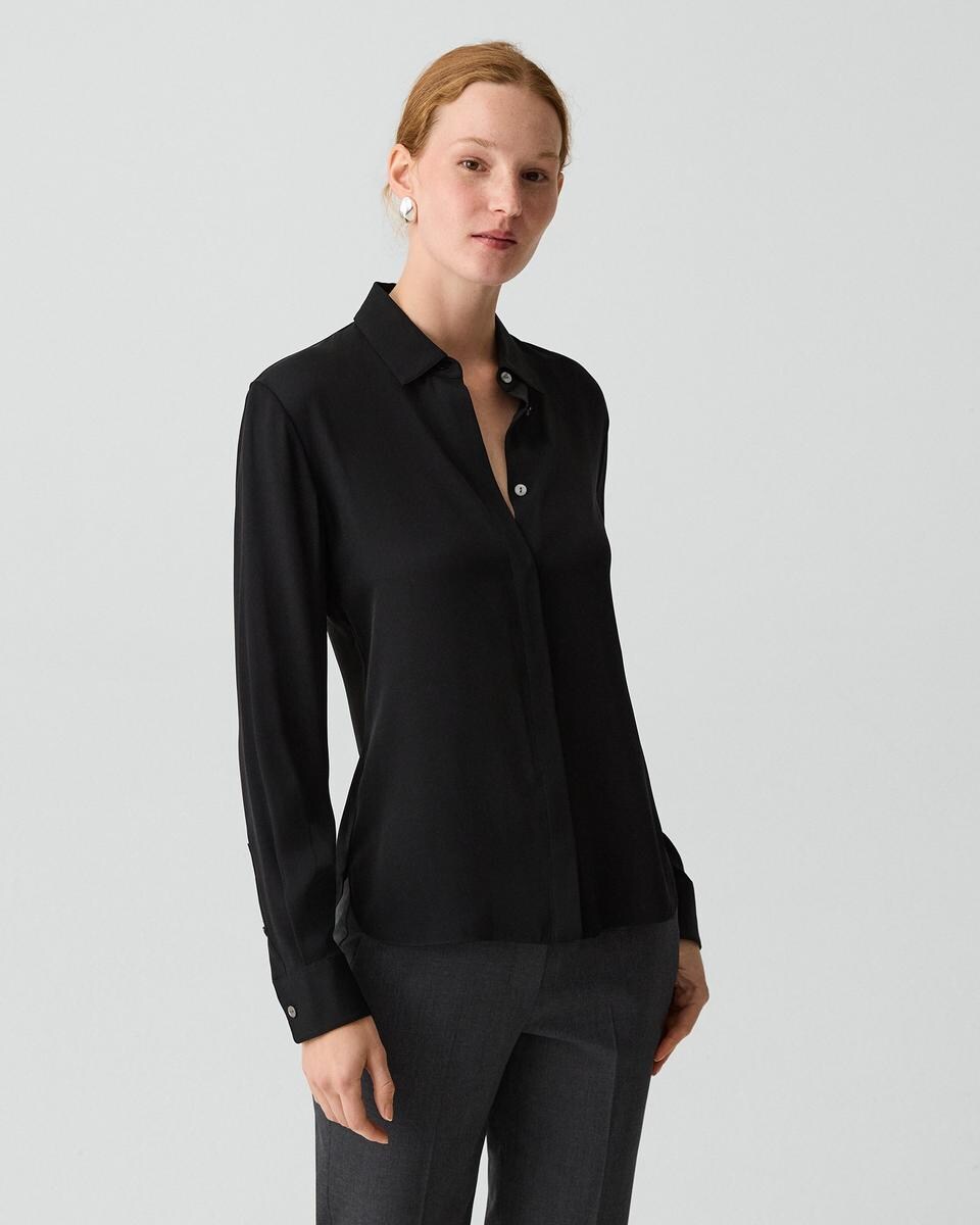 Fitted Shirt in Washable Silk Georgette