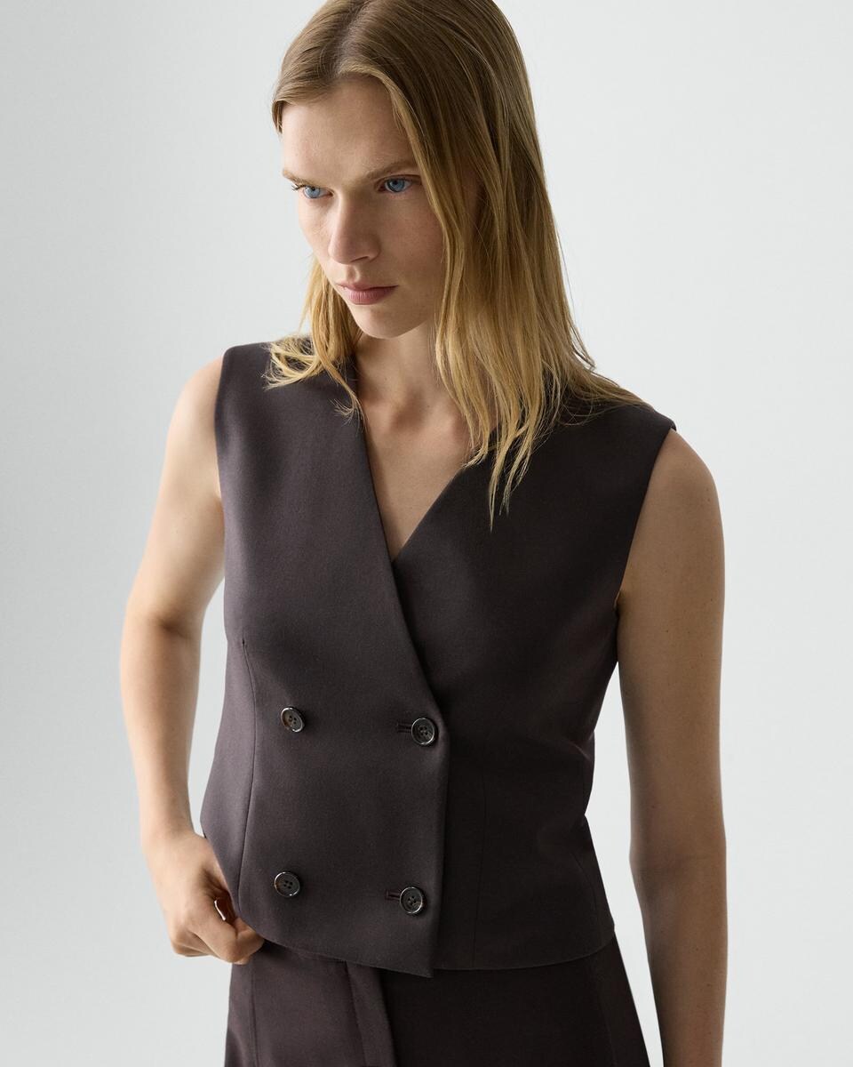 Shrunken Double-Breasted Vest in Sleek Flannel