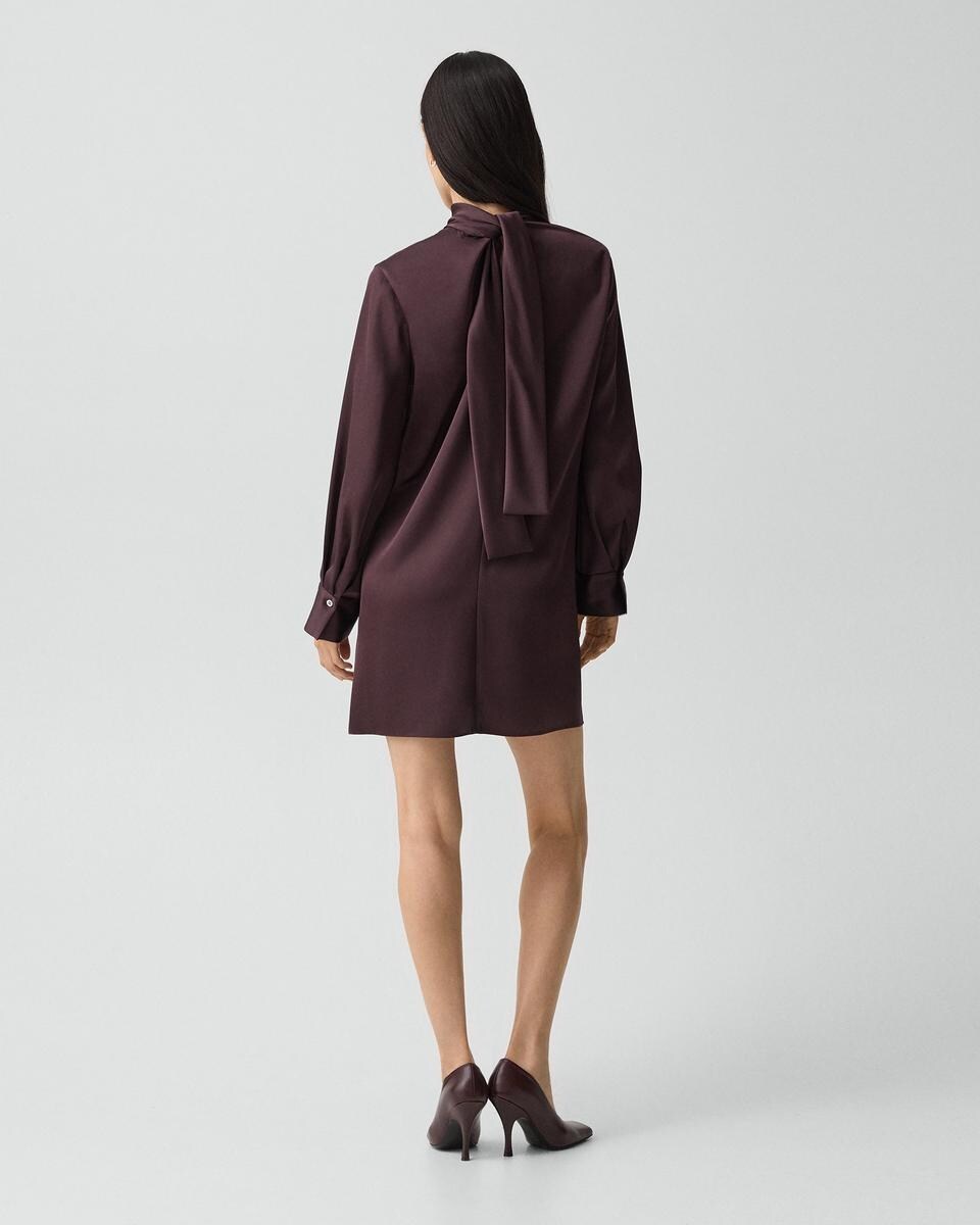 Blouson Sleeve Dress in Satin