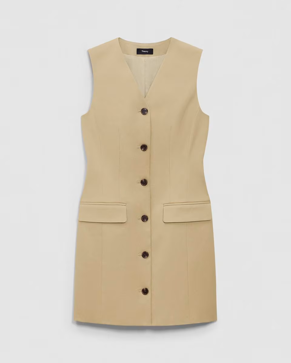 Sleeveless Blazer Dress in Cotton Chino