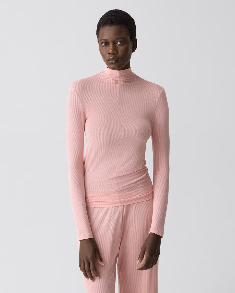 Mock Neck Top in Lounge Rib