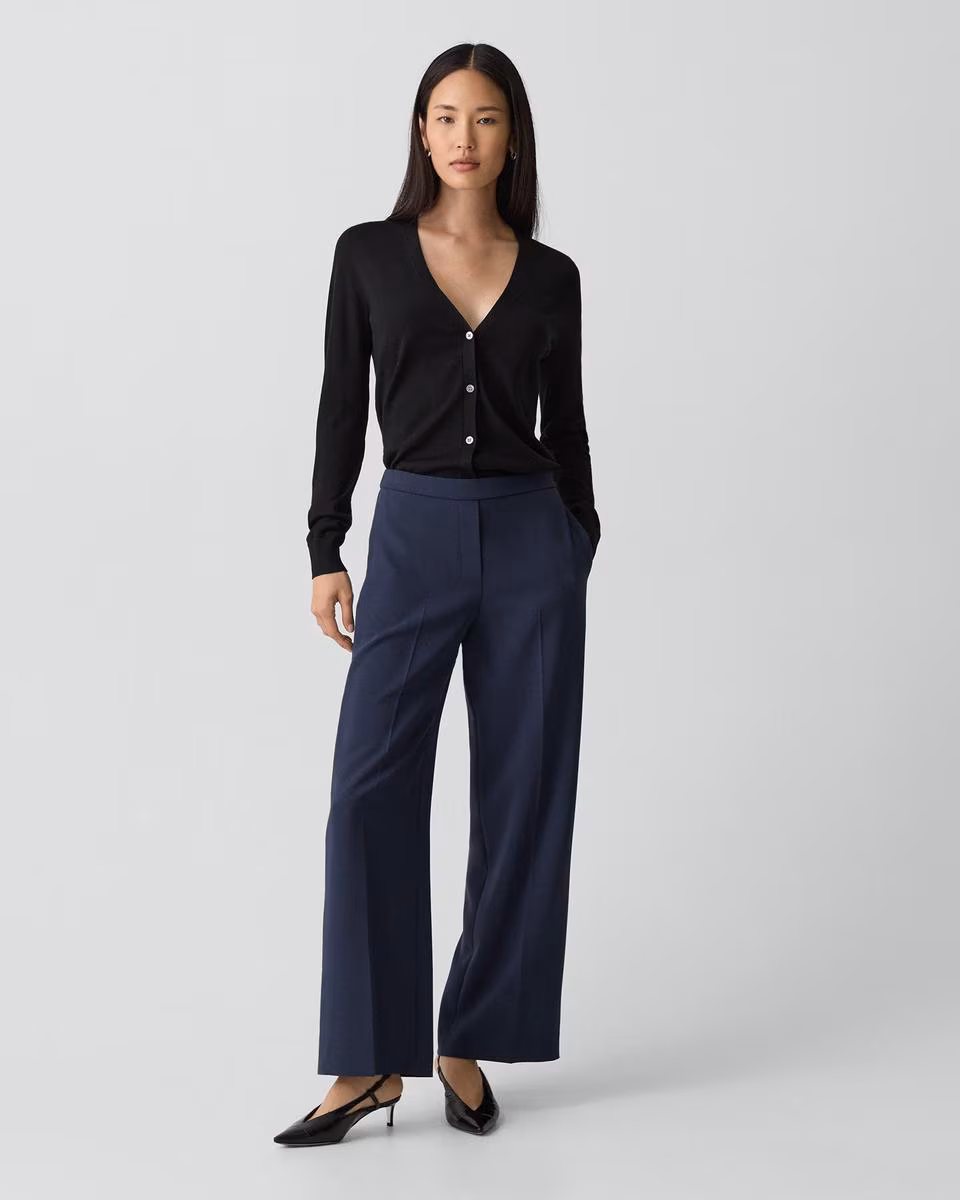 Wide-Leg Pull-On Pant in Admiral Crepe