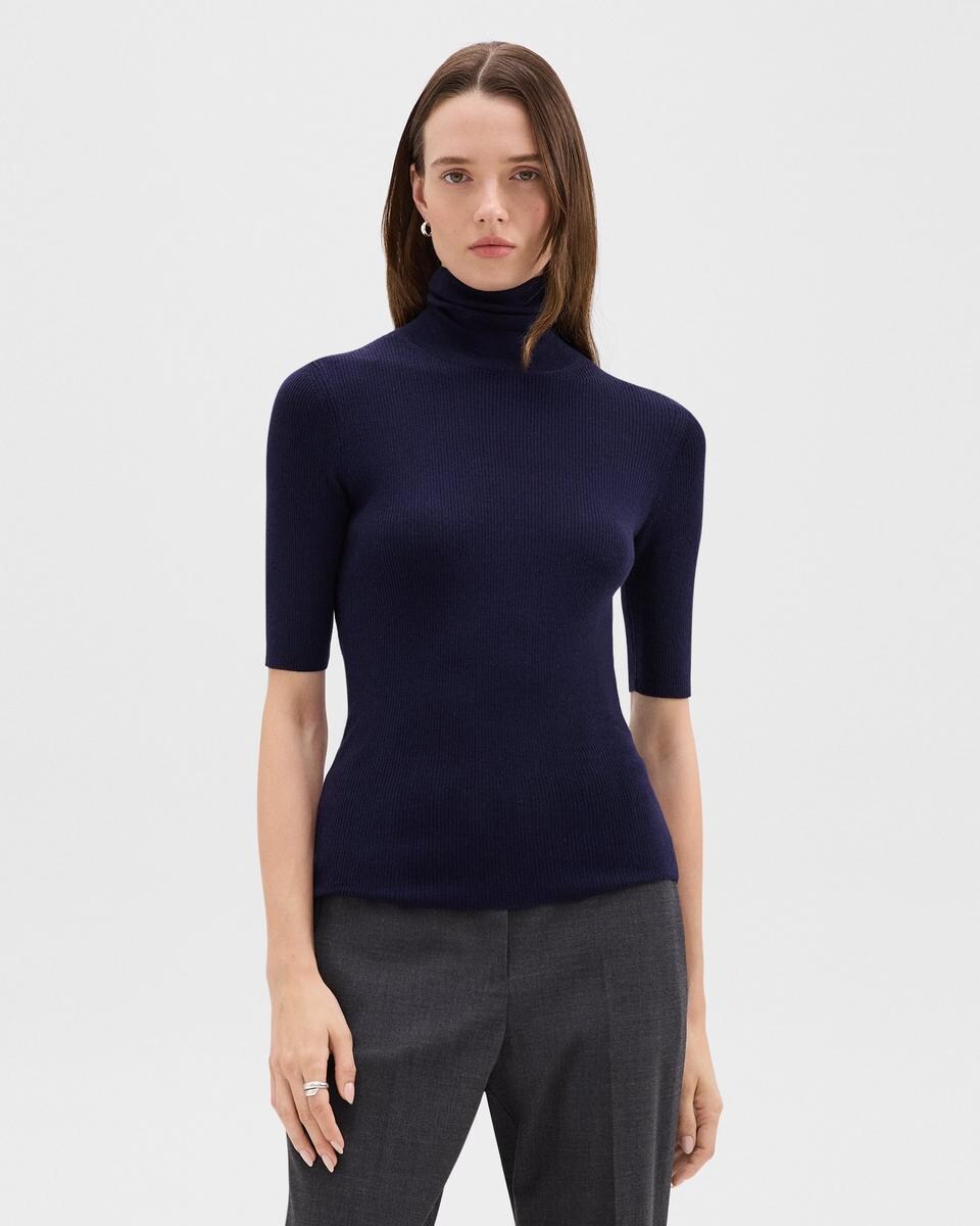 Leenda Short-Sleeve Turtleneck in Regal Wool