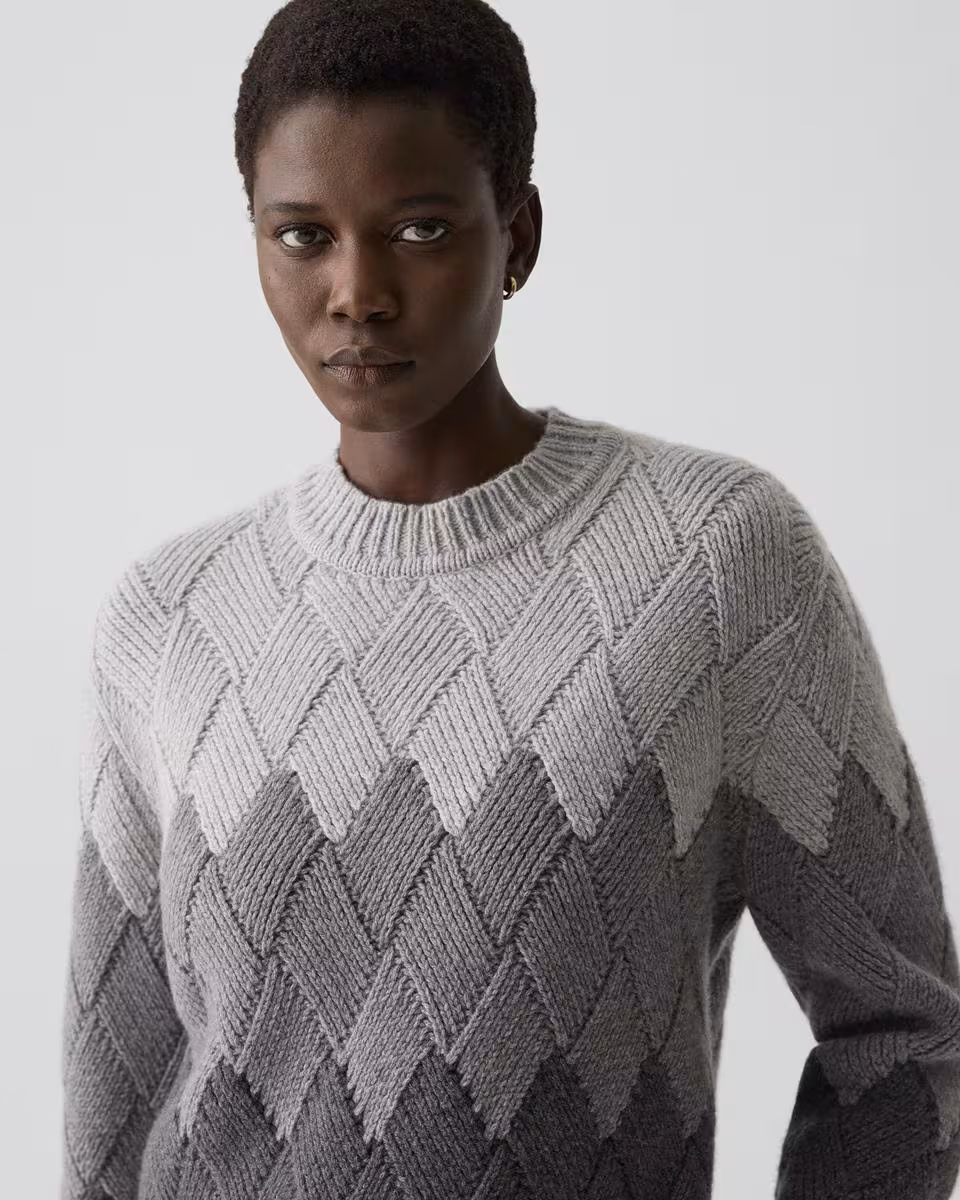 Diamond Weave Sweater in Felted Wool-Cashmere