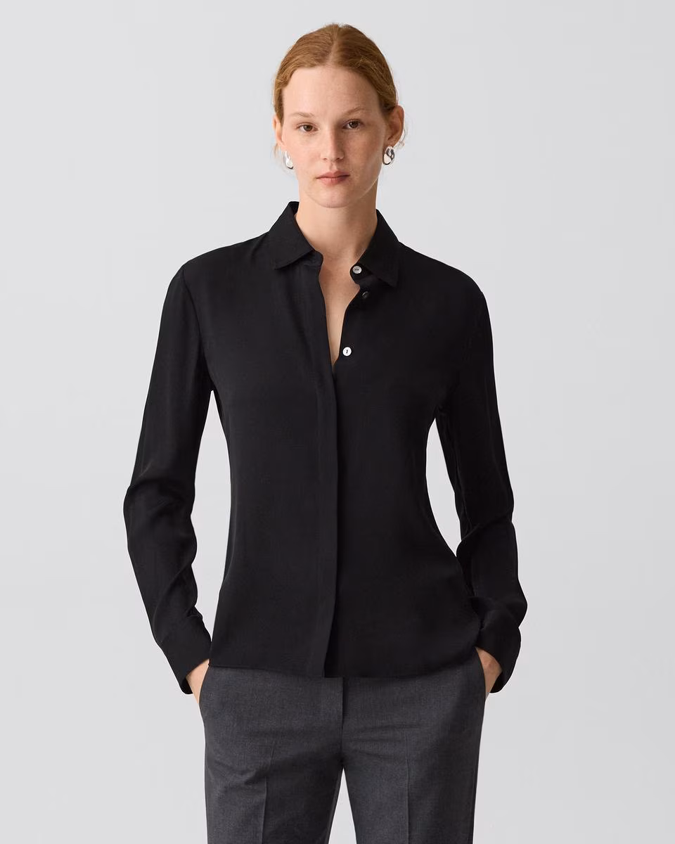 Fitted Shirt in Washable Silk Georgette
