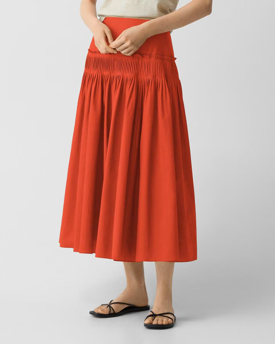 Accordion Maxi Skirt in Cotton-Blend