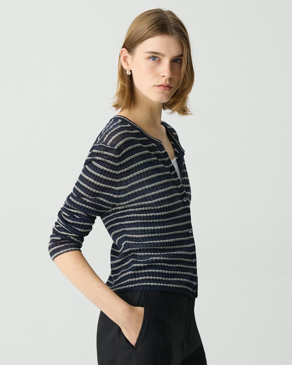 Cropped Cardigan in Linen-Blend