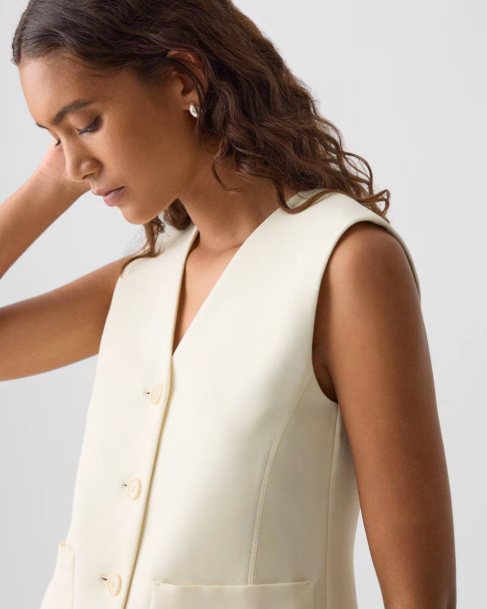 Zig Zag Vest in Satin Crepe