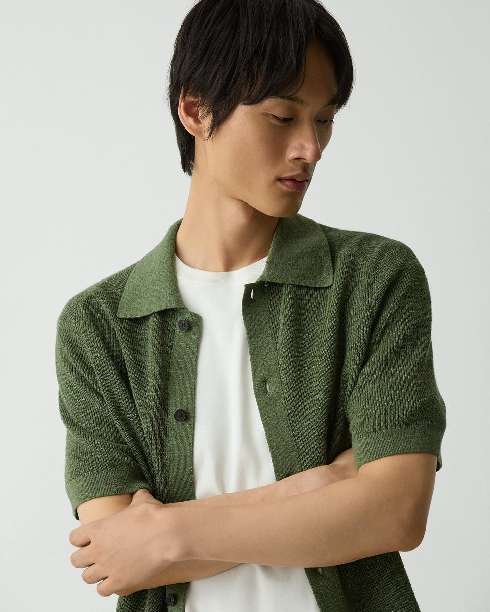 Short-Sleeve Button-Up Shirt in Pacific Linen