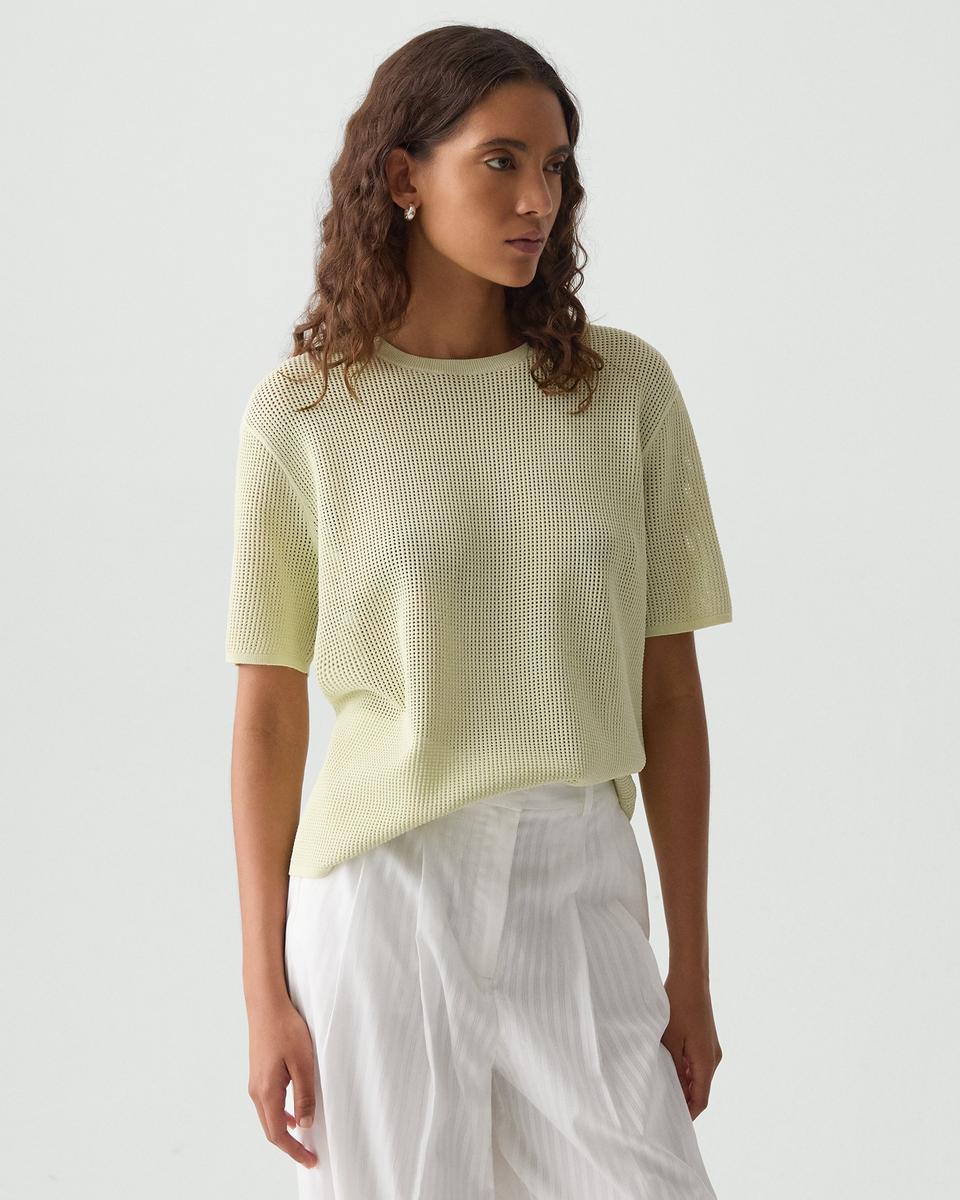 Pointelle Tee in Crepe Knit