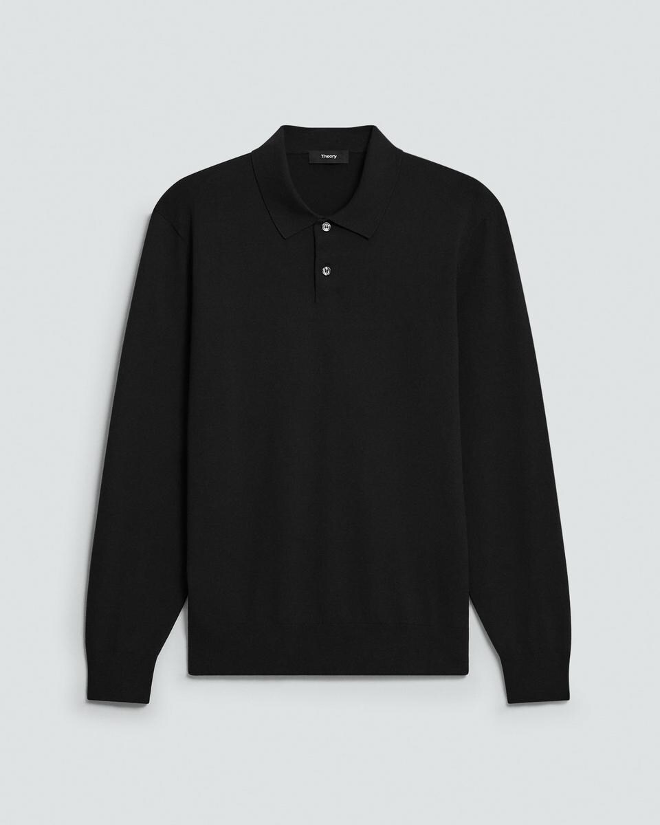 Goris Long-Sleeve Polo Shirt in Light Bilen