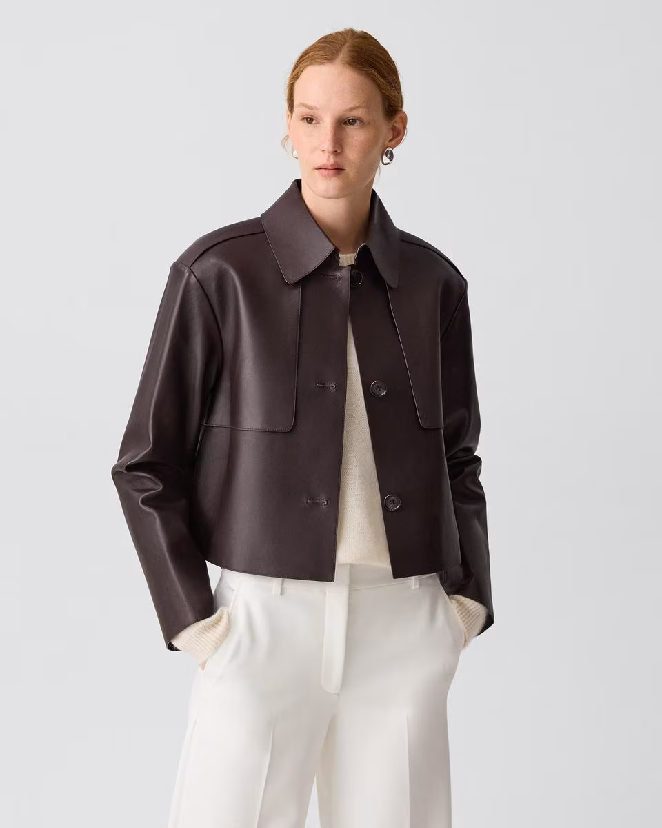 Cropped Trench in Sleek Leather