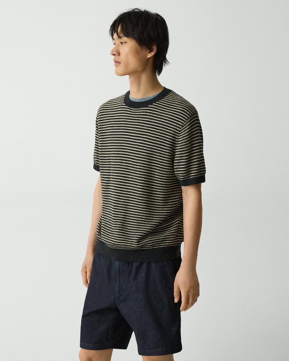 Striped Tee in Pacific Linen