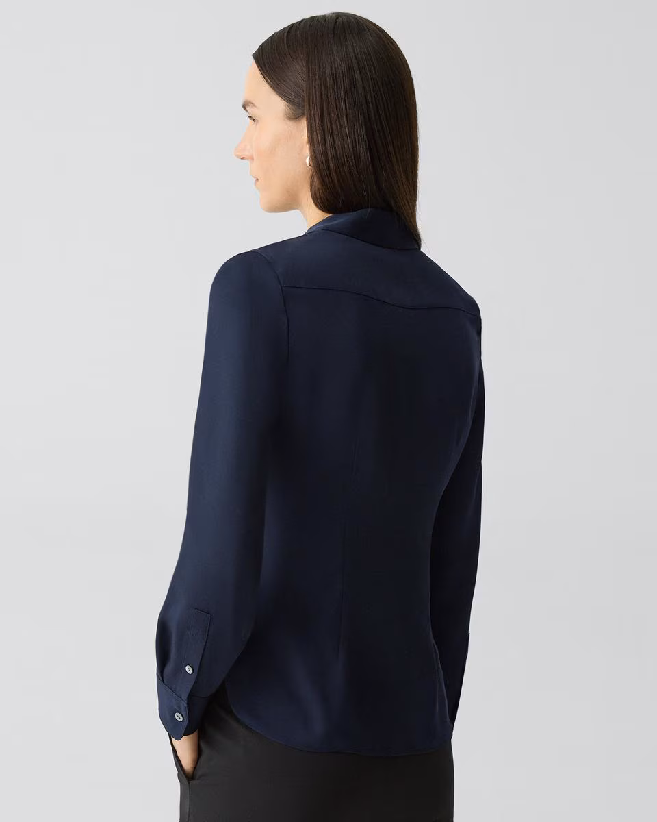 Fitted Shirt in Silk Georgette