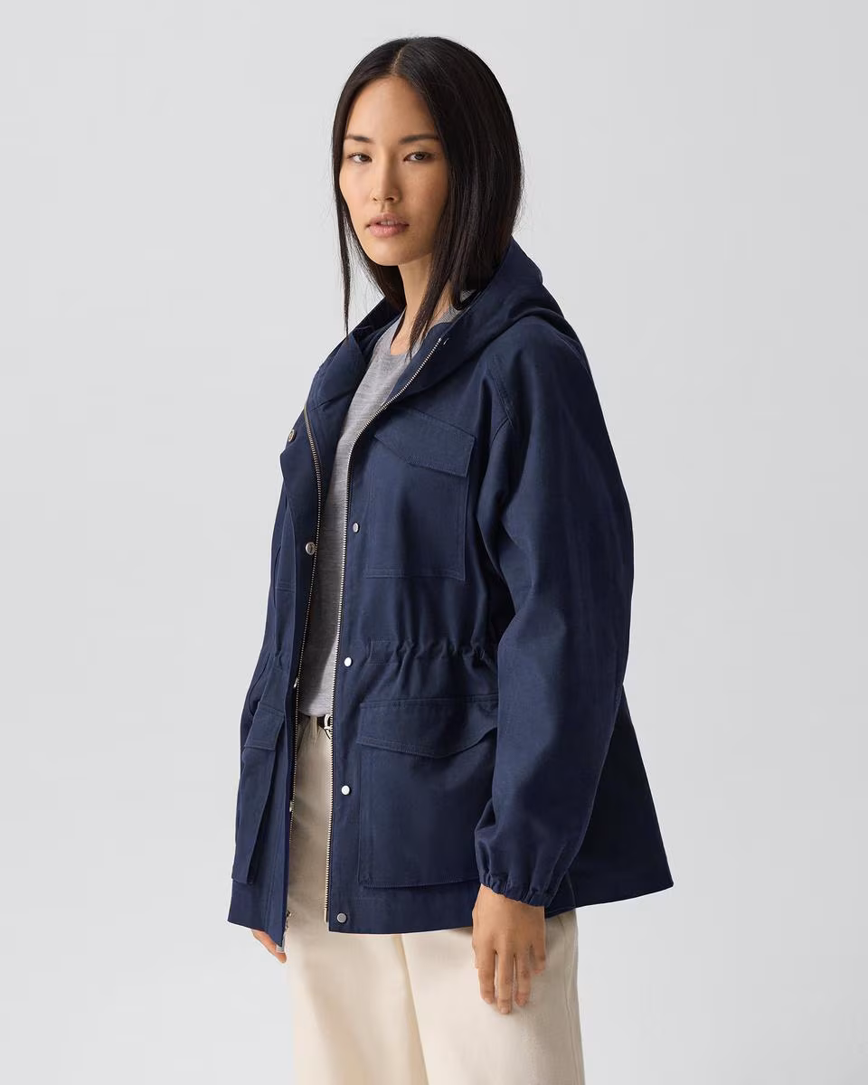 Cinched Windbreaker Jacket in Brushed Chino