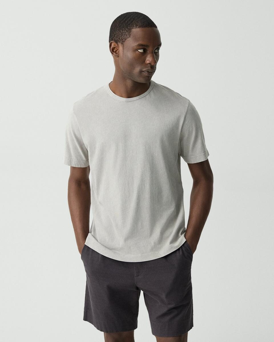 Ribbed Crewneck Tee in Fade Jersey