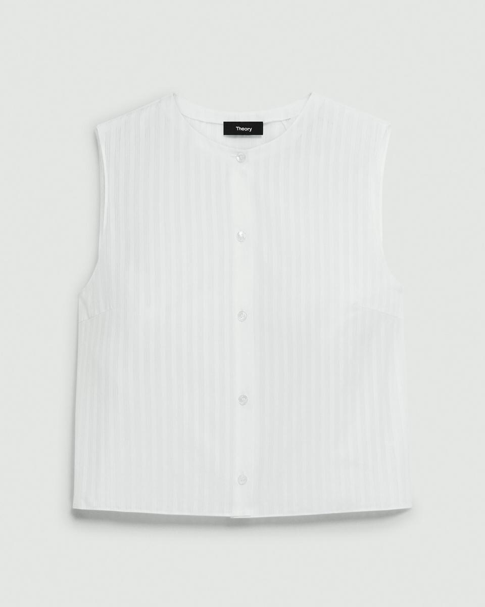 Button-Up Shell Top in Linear Cotton