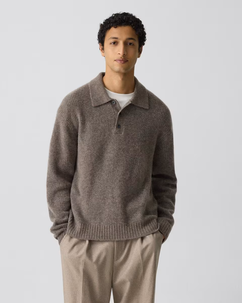 Relaxed Polo Sweater in Astor Wool