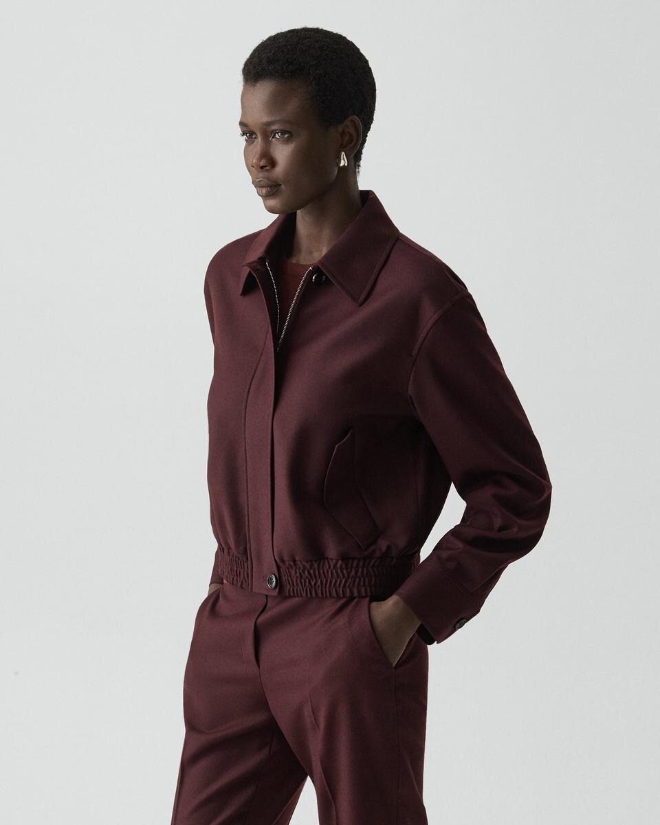 Cropped Track Jacket in Sleek Flannel