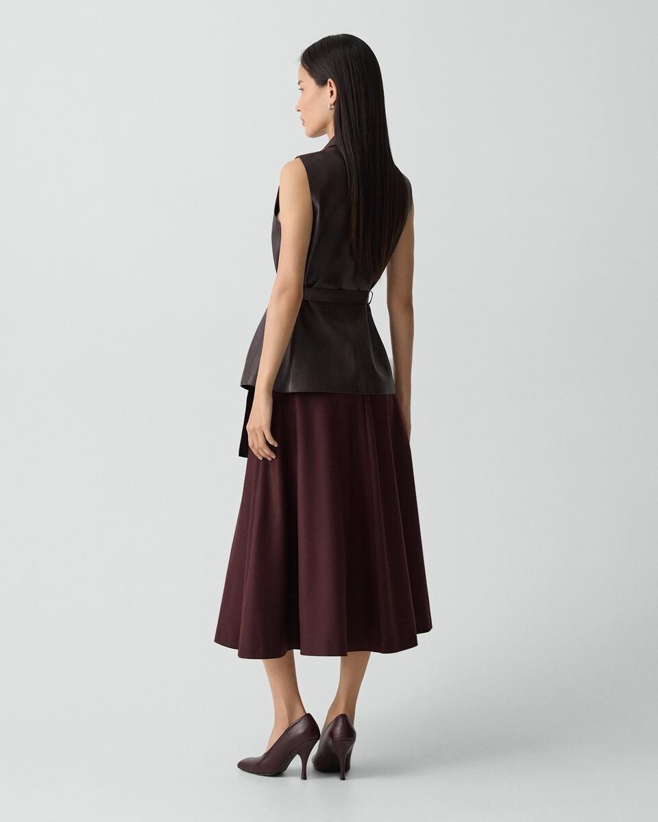 Flared Midi Skirt in Sleek Flannel