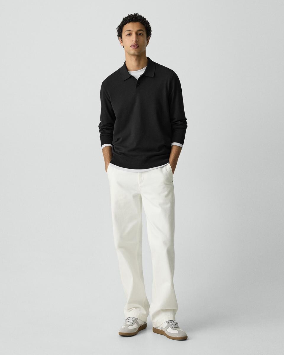 Goris Long-Sleeve Polo Shirt in Light Bilen