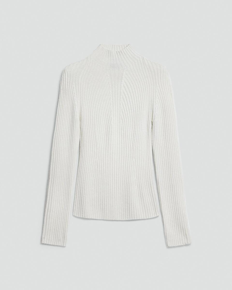 Ribbed Mock Neck Sweater in Cashmere