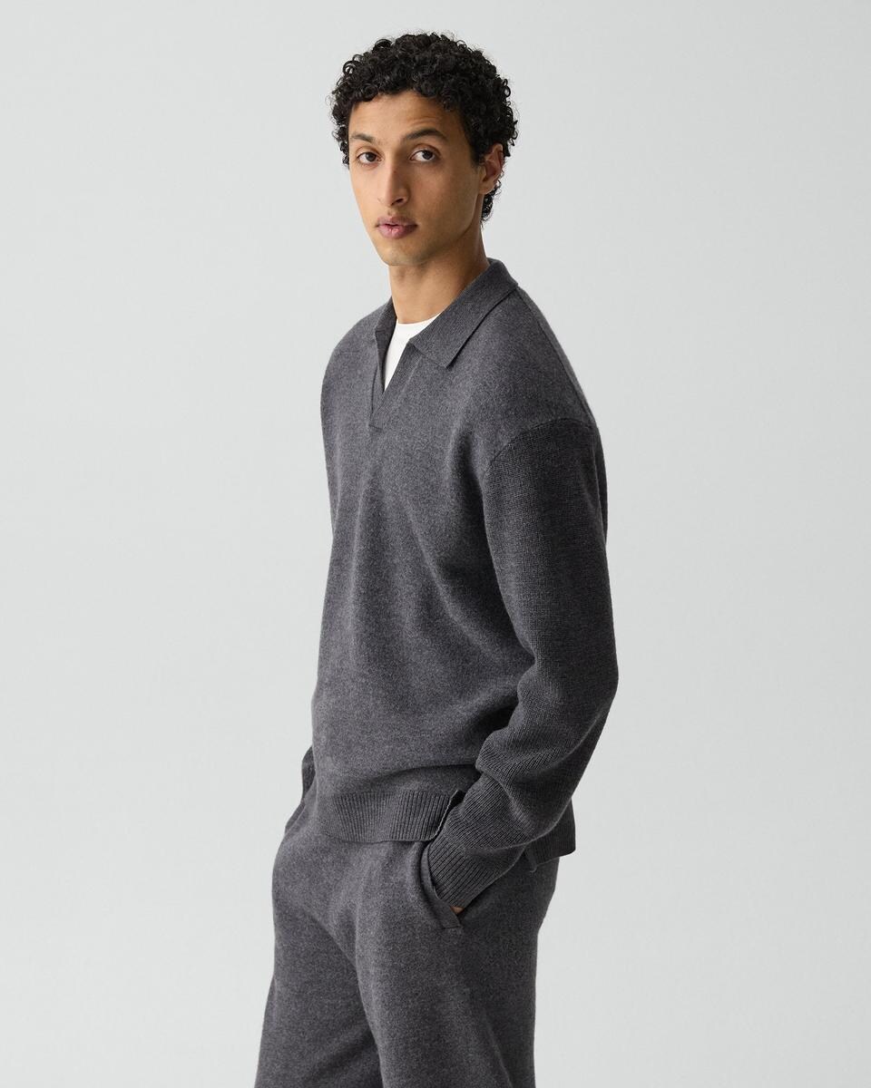 Polo Sweater in Boiled Wool