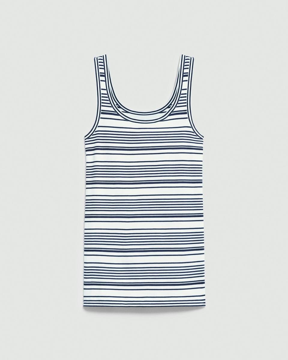 Scoop-Neck Tank Top in Striped Cotton Jersey