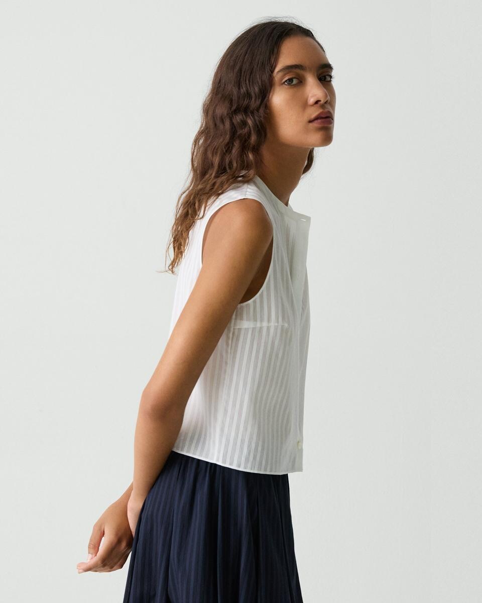 Button-Up Shell Top in Linear Cotton