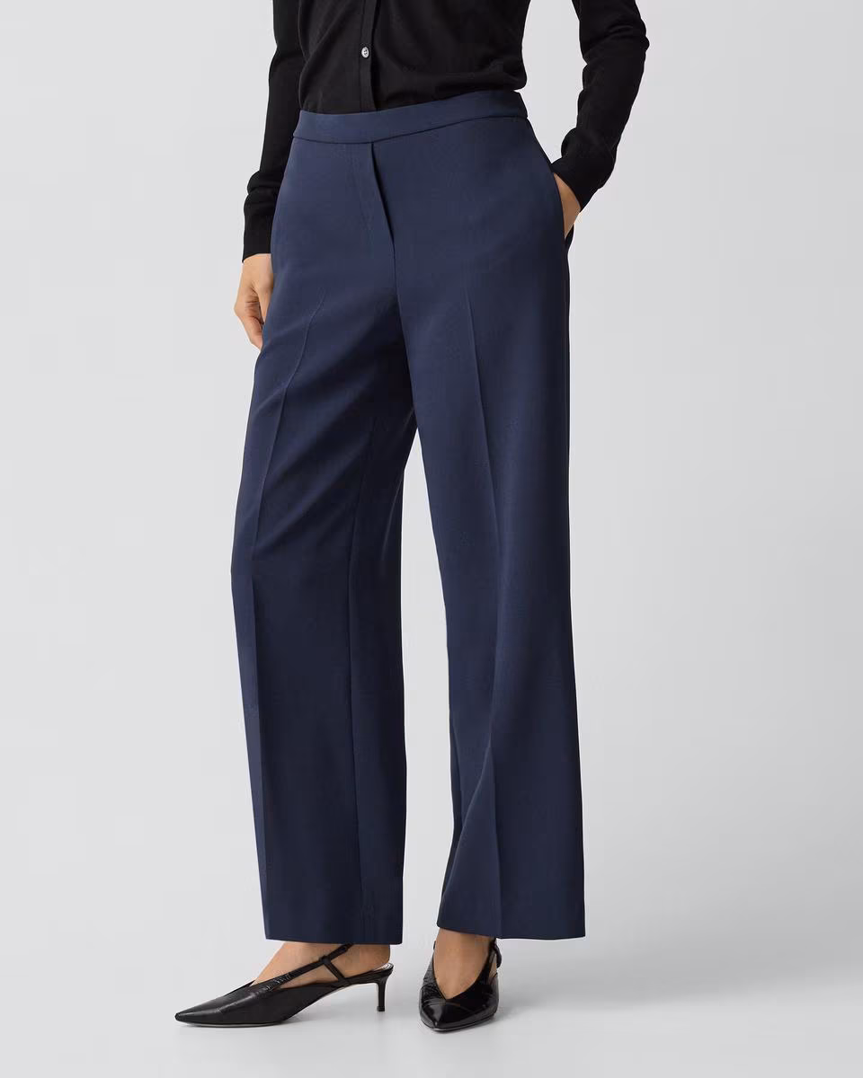 Wide-Leg Pull-On Pant in Admiral Crepe