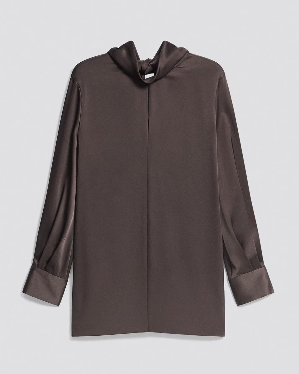 Blouson Sleeve Dress in Satin