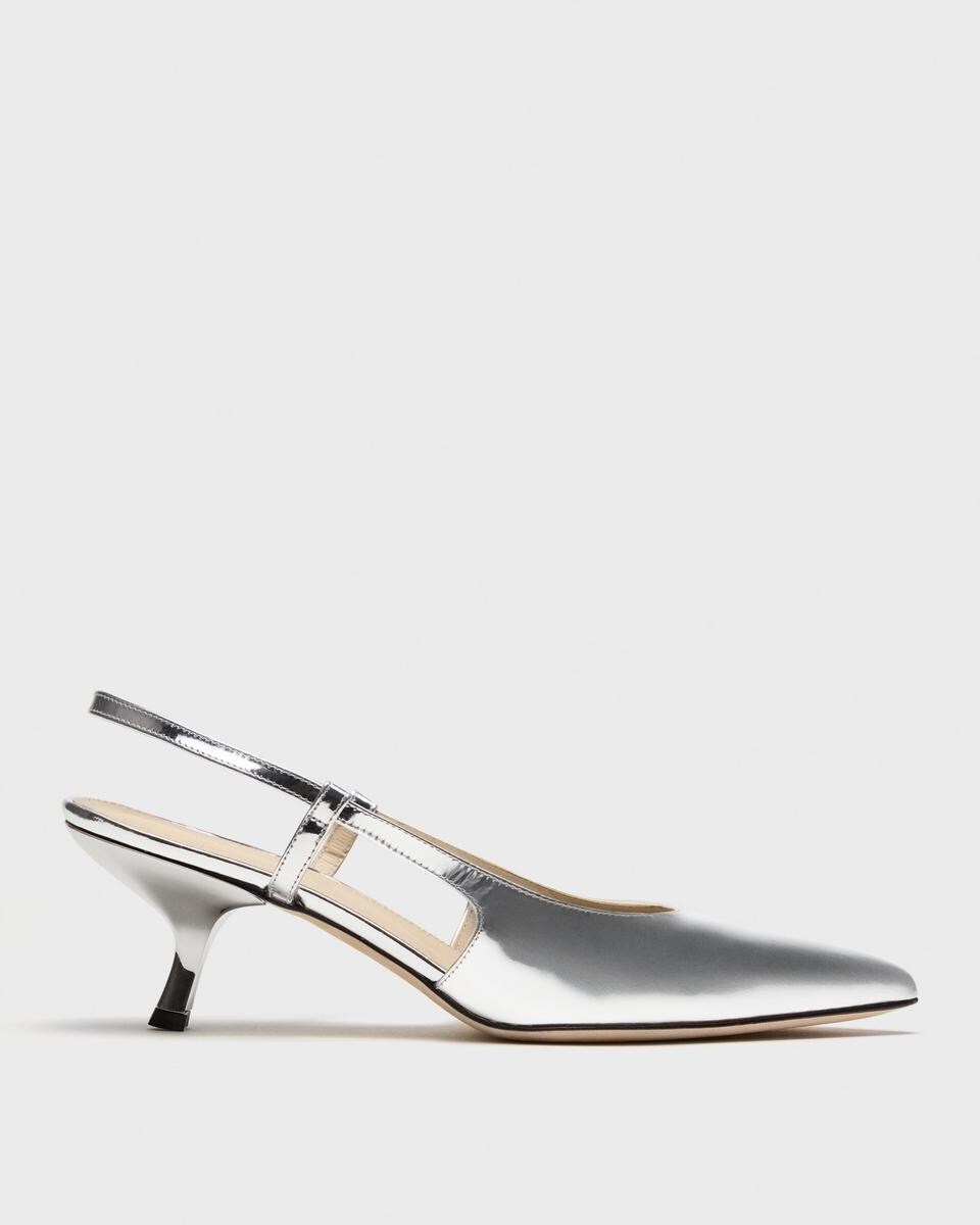 Micro Slingback Pump in Metallic Leather